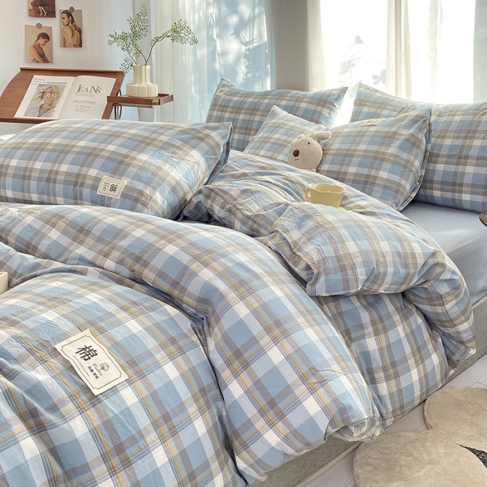 91家纺网 家纺一手货源 找家纺 云家2023新款全棉纯棉水洗棉色织被套单件被罩 简兮兰