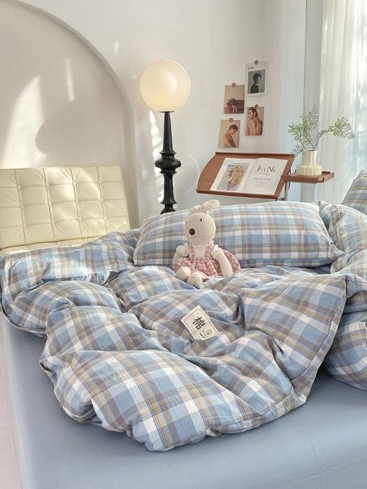 91家纺网 家纺一手货源 找家纺 云家2023新款全棉纯棉水洗棉色织被套单件被罩 简兮兰