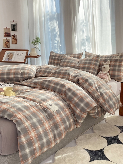 91家纺网 家纺一手货源 找家纺 云家2023新款全棉纯棉水洗棉色织被套单件被罩 洛卡灰