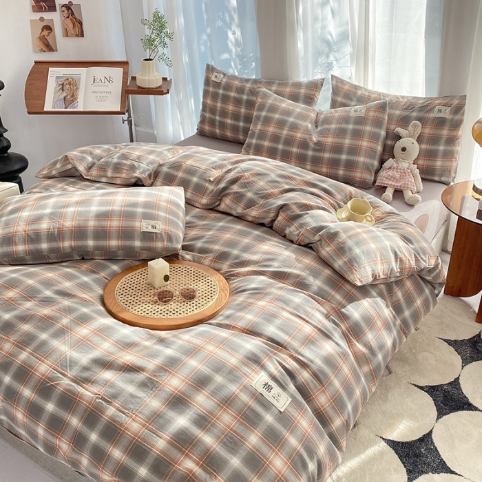 91家纺网 家纺一手货源 找家纺 云家2023新款全棉纯棉水洗棉色织被套单件被罩 洛卡灰