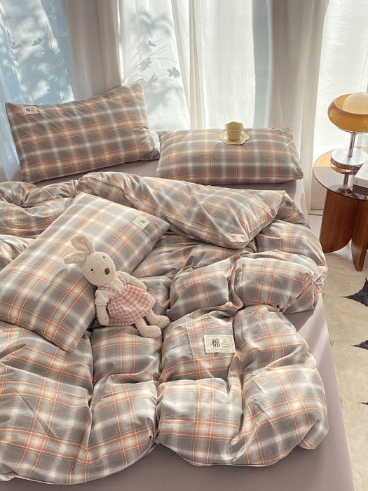 91家纺网 家纺一手货源 找家纺 云家2023新款全棉纯棉水洗棉色织被套单件被罩 洛卡灰