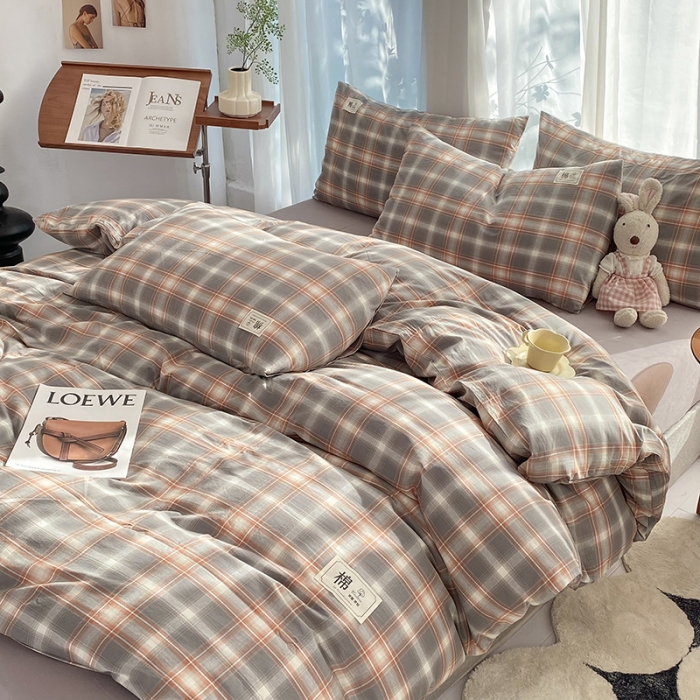 91家纺网 家纺一手货源 找家纺 云家2023新款全棉纯棉水洗棉色织被套单件被罩 洛卡灰