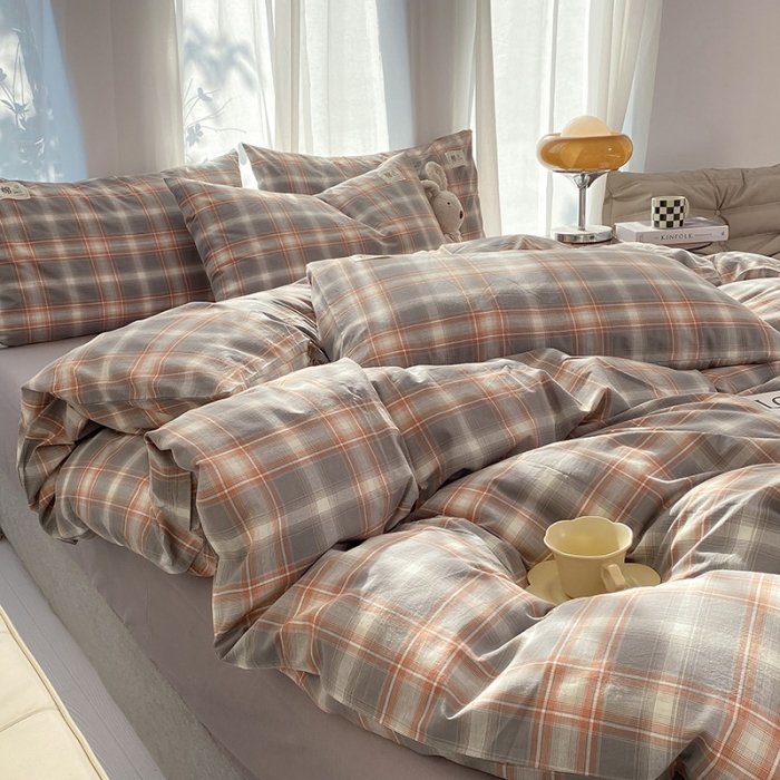 91家纺网 家纺一手货源 找家纺 云家2023新款全棉纯棉水洗棉色织被套单件被罩 洛卡灰