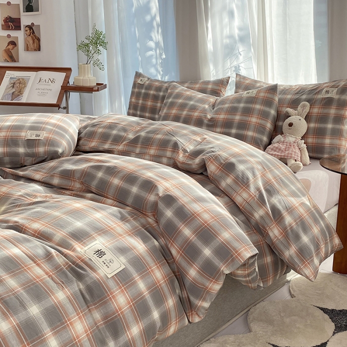 91家纺网 家纺一手货源 找家纺 云家2023新款全棉纯棉水洗棉色织被套单件被罩 洛卡灰