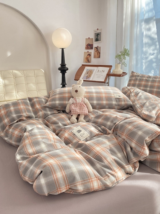 91家纺网 家纺一手货源 找家纺 云家2023新款全棉纯棉水洗棉色织被套单件被罩 洛卡灰