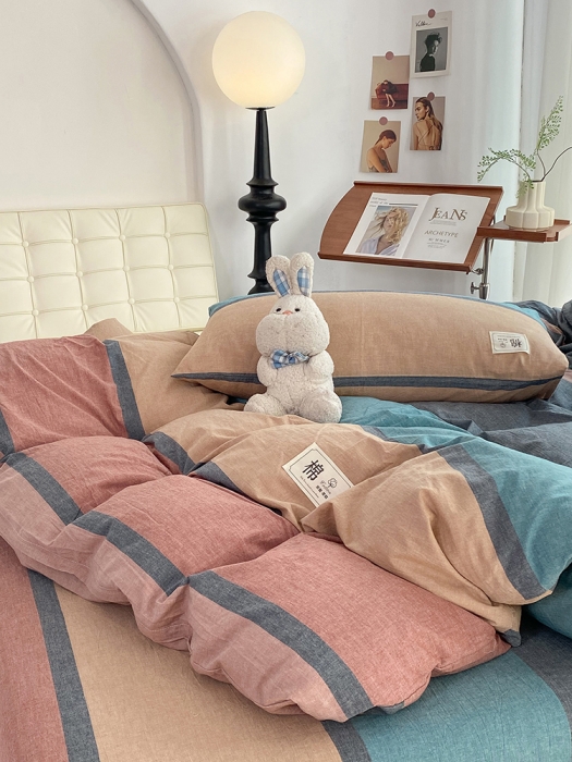 91家纺网 家纺一手货源 找家纺 云家2023新款全棉纯棉水洗棉色织被套单件被罩 斯诺克