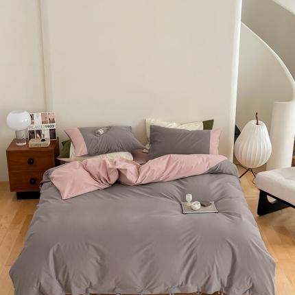 91家纺网 家纺一手货源 找家纺 （总）华超针织 2023新款水洗棉拼色四件套