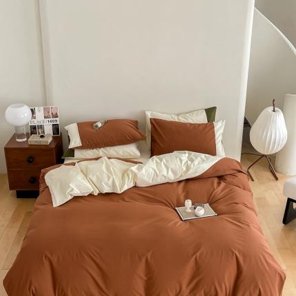 91家纺网 家纺一手货源 找家纺 （总）华超针织 2023新款水洗棉拼色四件套