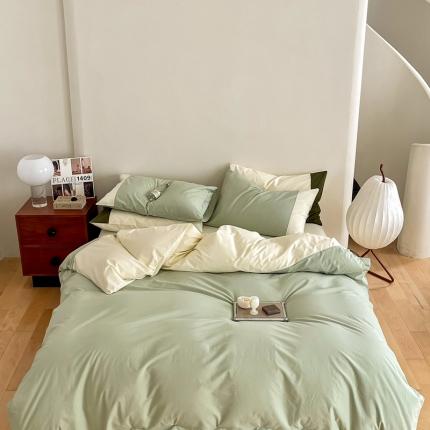 91家纺网 家纺一手货源 找家纺 （总）华超针织 2023新款水洗棉拼色四件套