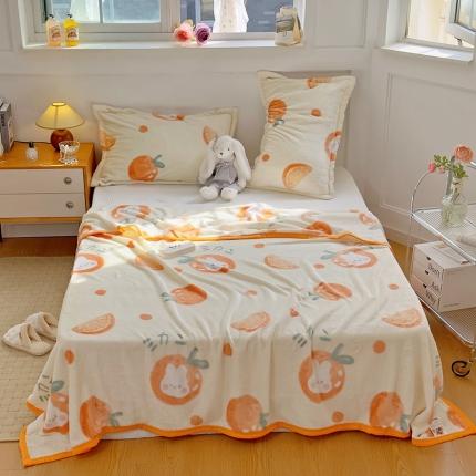 91家纺网 家纺一手货源 找家纺  2025新款卡通牛奶绒320克盖毯 活力鲜橙