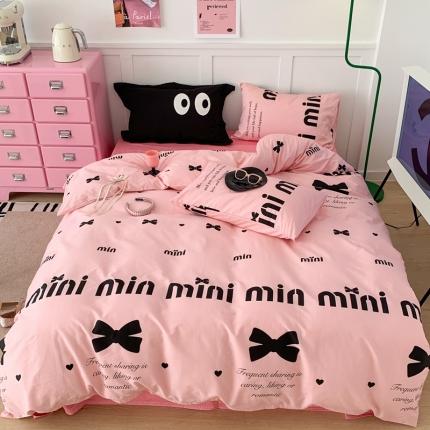 91家纺网 家纺一手货源 找家纺 昔可  2023新款40支13372全棉四件套-甜酷少女y2k m1u系少女蝴蝶结