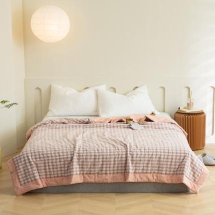 91家纺网 家纺一手货源 找家纺 安莱 2023全棉色织提花海石能量纤维夏被 提花粉中格