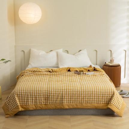 91家纺网 家纺一手货源 找家纺 安莱 2023全棉色织提花海石能量纤维夏被 提花芒果格