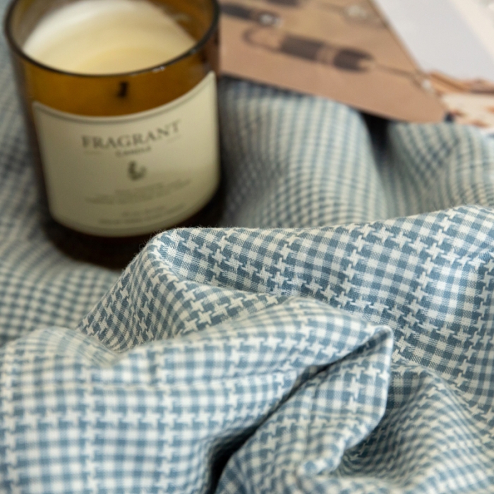 91家纺网 家纺一手货源 找家纺 安莱 2023全棉色织提花海石能量纤维夏被 提花小蓝格