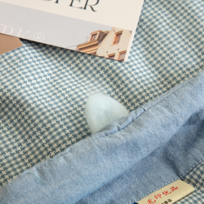 91家纺网 家纺一手货源 找家纺 安莱 2023全棉色织提花海石能量纤维夏被 提花小蓝格