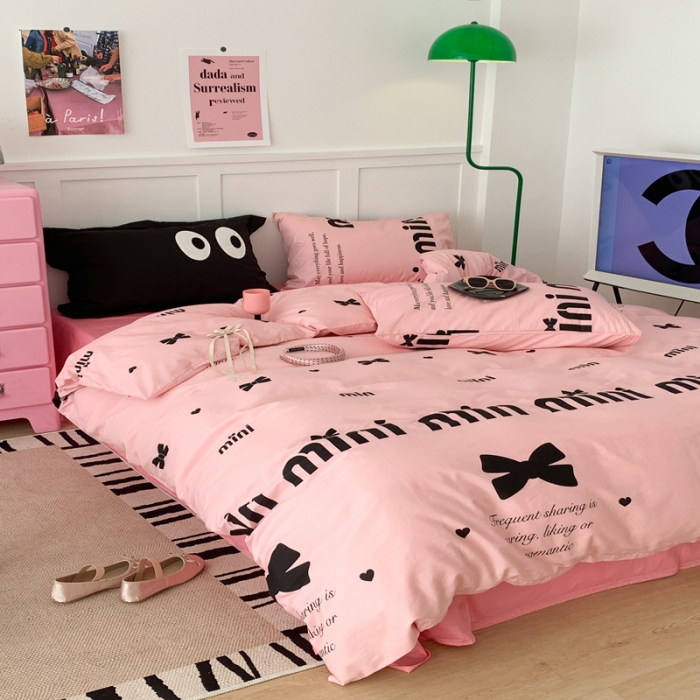 91家纺网 家纺一手货源 找家纺 昔可  2023新款40支13372全棉四件套-甜酷少女y2k m1u系少女蝴蝶结