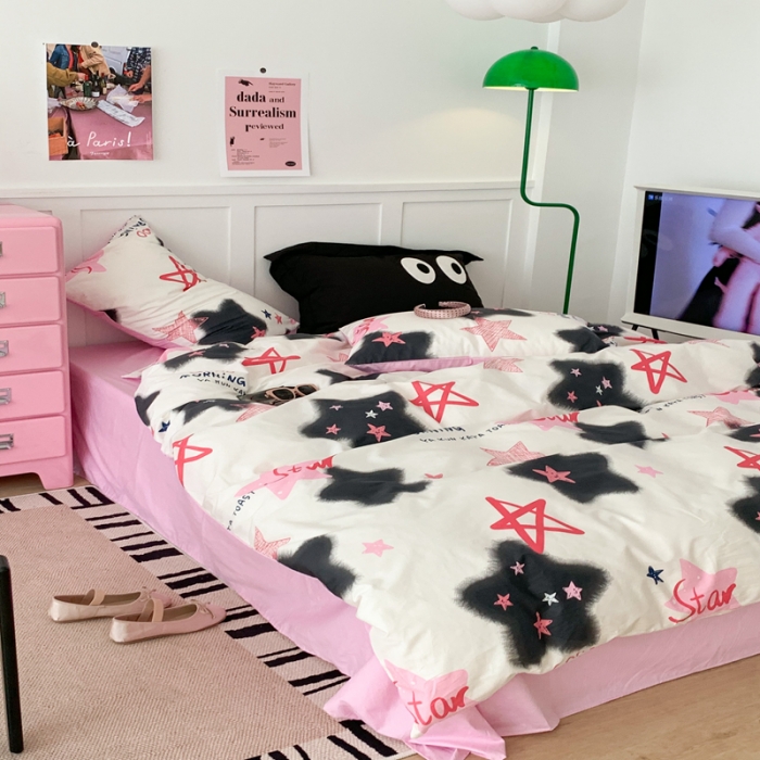 91家纺网 家纺一手货源 找家纺 昔可  2023新款40支13372全棉四件套-甜酷少女y2k y2k星星