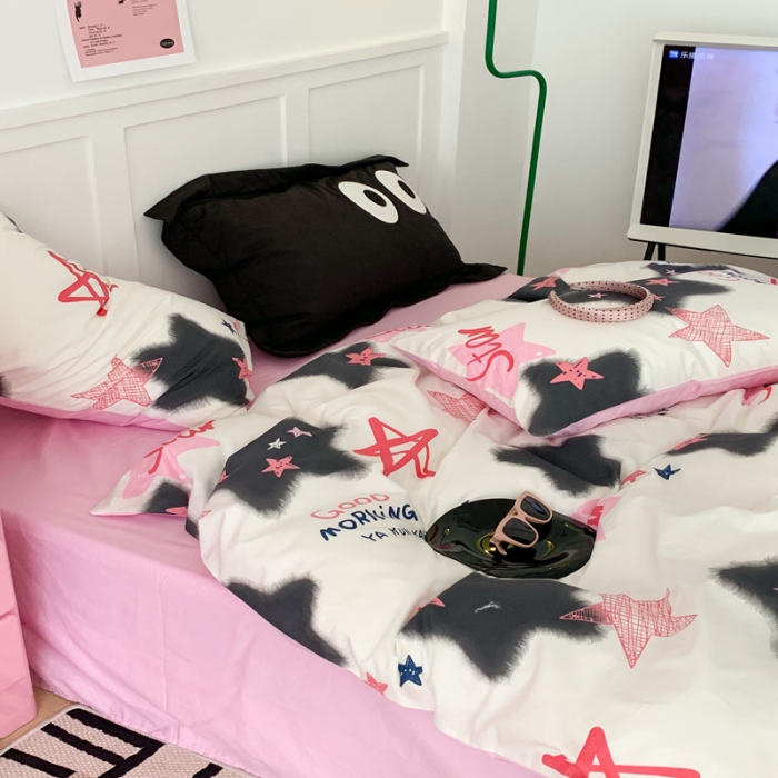 91家纺网 家纺一手货源 找家纺 昔可  2023新款40支13372全棉四件套-甜酷少女y2k y2k星星