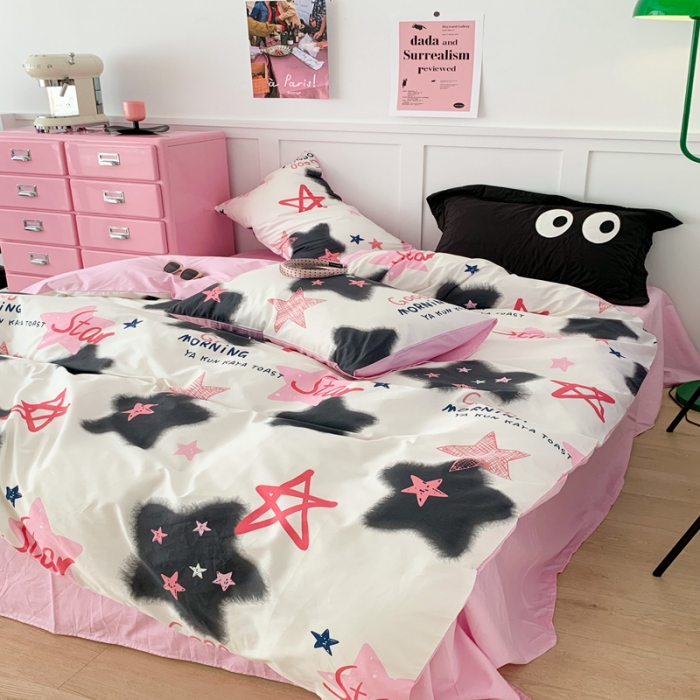 91家纺网 家纺一手货源 找家纺 昔可  2023新款40支13372全棉四件套-甜酷少女y2k y2k星星