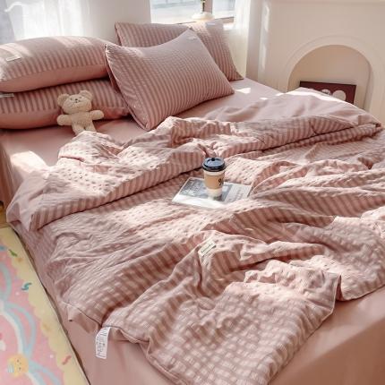 91家纺网 家纺一手货源 找家纺 （总）赫本家纺2025新款泡泡纱夏被 夏被四件套