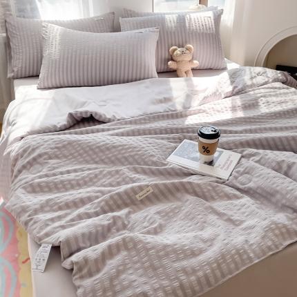 91家纺网 家纺一手货源 找家纺 （总）赫本家纺2025新款泡泡纱夏被 夏被四件套