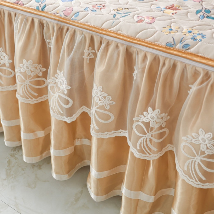 91家纺网 家纺一手货源 找家纺 恋尚 2024新款欧式可脱卸带床笠式床裙0.5乳胶三件套 彩虹蘑菇