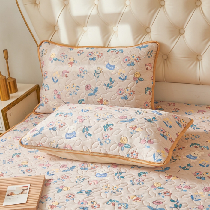 91家纺网 家纺一手货源 找家纺 恋尚 2024新款欧式可脱卸带床笠式床裙0.5乳胶三件套 彩虹蘑菇