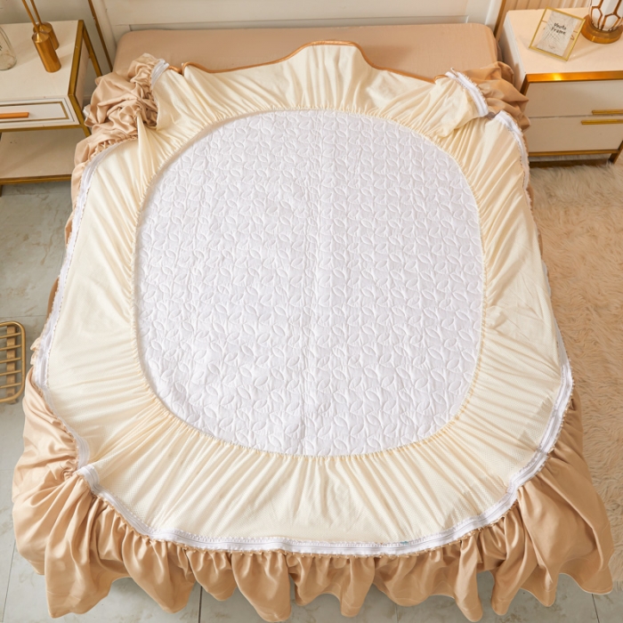 91家纺网 家纺一手货源 找家纺 恋尚 2024新款欧式可脱卸带床笠式床裙0.5乳胶三件套 彩虹蘑菇