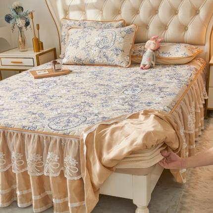 恋尚 2024新款欧式可脱卸带床笠式床裙0.5乳胶三件套 浪漫花季