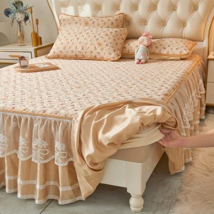 恋尚 2024新款欧式可脱卸带床笠式床裙0.5乳胶三件套 甜甜樱桃