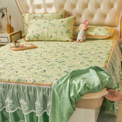 91家纺网 家纺一手货源 找家纺 恋尚 2024新款欧式可脱卸带床笠式床裙0.5乳胶三件套 棃之花