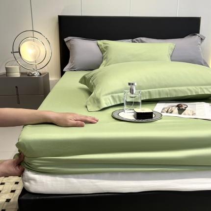 91家纺网 家纺一手货源 找家纺 秀色50支贡缎床笠单件全棉纯棉床罩三件套防滑床单床垫套罩床套梦易-香芋紫