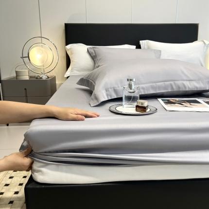 91家纺网 家纺一手货源 找家纺 秀色50支贡缎床笠单件全棉纯棉床罩三件套防滑床单床垫套罩床套梦易-香芋紫