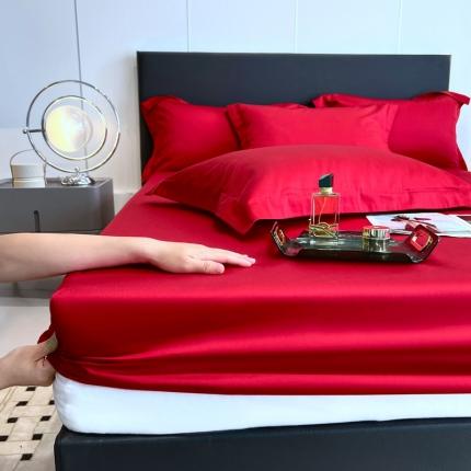 91家纺网 家纺一手货源 找家纺 秀色50支贡缎床笠单件全棉纯棉床罩三件套防滑床单床垫套罩床套梦易-香芋紫