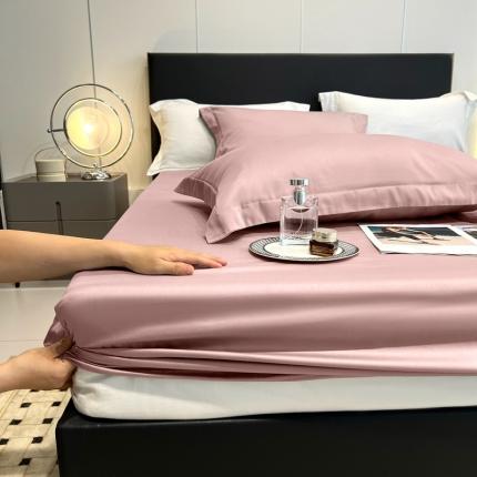 91家纺网 家纺一手货源 找家纺 秀色50支贡缎床笠单件全棉纯棉床罩三件套防滑床单床垫套罩床套梦易-香芋紫