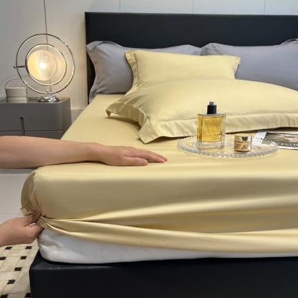 91家纺网 家纺一手货源 找家纺 秀色50支贡缎床笠单件全棉纯棉床罩三件套防滑床单床垫套罩床套梦易-香芋紫