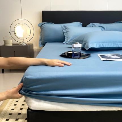 91家纺网 家纺一手货源 找家纺 秀色50支贡缎床笠单件全棉纯棉床罩三件套防滑床单床垫套罩床套梦易-香芋紫