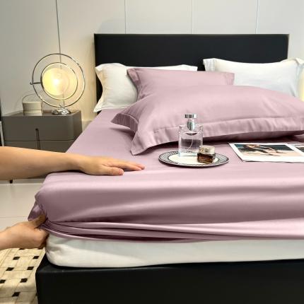 91家纺网 家纺一手货源 找家纺 秀色50支贡缎床笠单件全棉纯棉床罩三件套防滑床单床垫套罩床套梦易-香芋紫