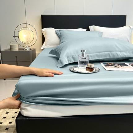 91家纺网 家纺一手货源 找家纺 秀色50支贡缎床笠单件全棉纯棉床罩三件套防滑床单床垫套罩床套梦易-香芋紫