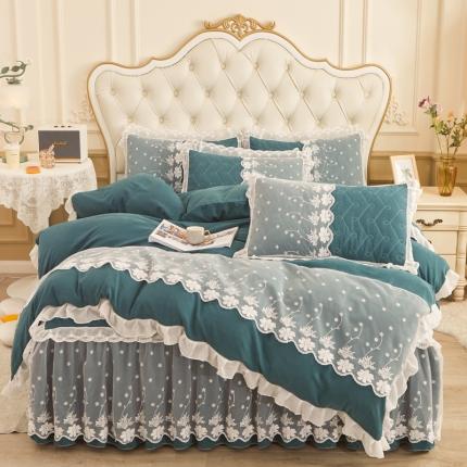 恋尚 2023新款蜜桃棉夹棉床裙款四件套 花婷- 铭兰