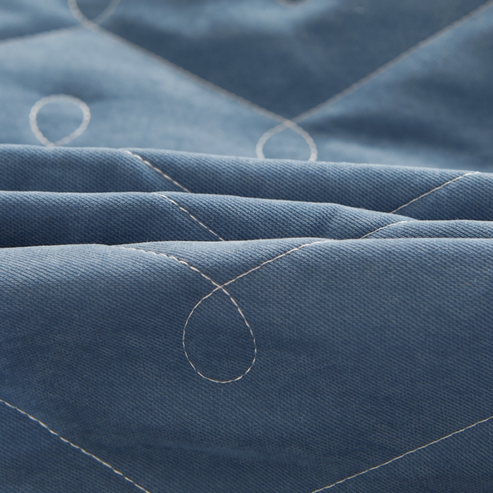 91家纺网 家纺一手货源 找家纺 恋尚 2023新款蜜桃棉夹棉床裙款四件套 花婷- 牛仔蓝