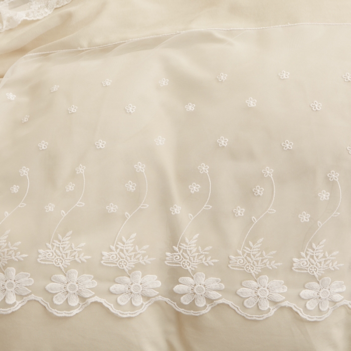 91家纺网 家纺一手货源 找家纺 恋尚 2023新款蜜桃棉夹棉床裙款四件套 花婷-米色