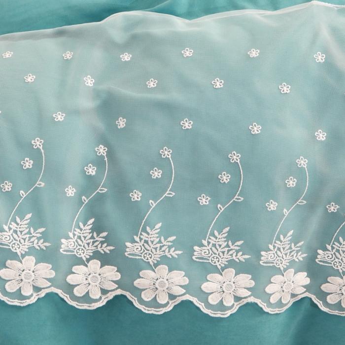 91家纺网 家纺一手货源 找家纺 恋尚 2023新款蜜桃棉夹棉床裙款四件套 花婷-水绿