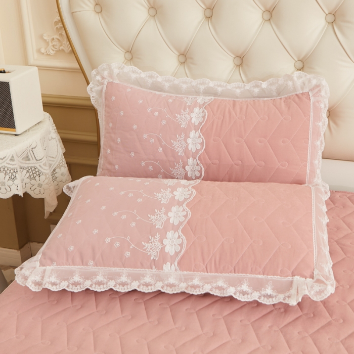 91家纺网 家纺一手货源 找家纺 恋尚 2023新款蜜桃棉夹棉床裙款四件套 花婷-玉色