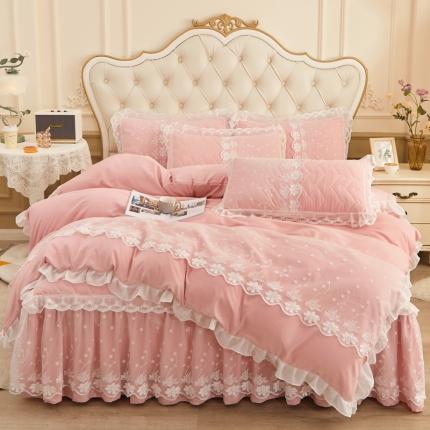 91家纺网 家纺一手货源 找家纺 （总）恋尚 2023新款蜜桃棉夹棉床裙款四件套