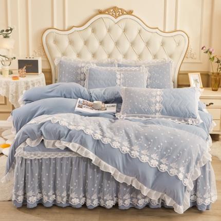 91家纺网 家纺一手货源 找家纺 （总）恋尚 2023新款蜜桃棉夹棉床裙款四件套