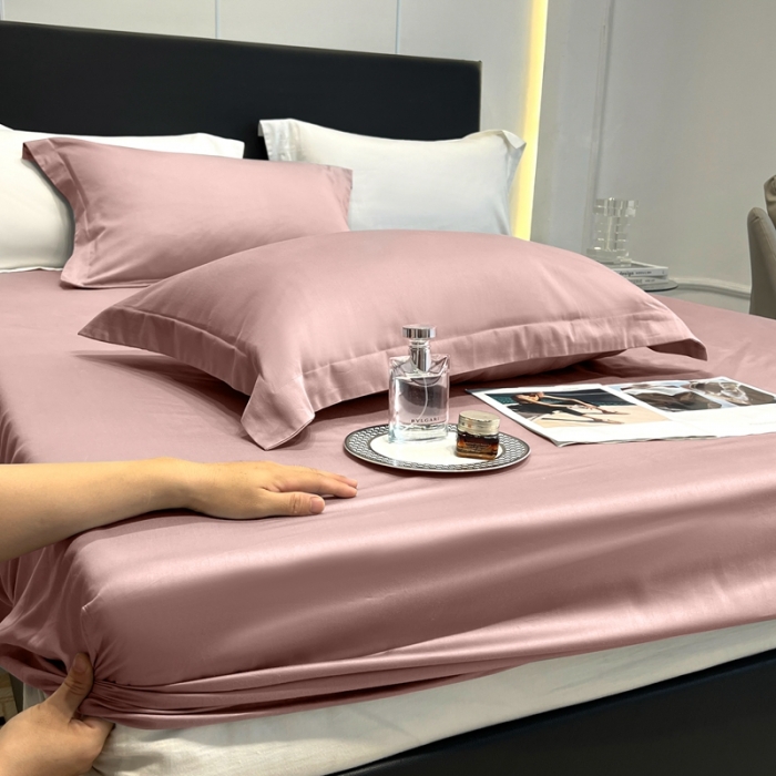 91家纺网 家纺一手货源 找家纺 秀色50支贡缎床笠单件全棉纯棉床罩三件套防滑床单床垫套罩床套梦易-琳蕴储