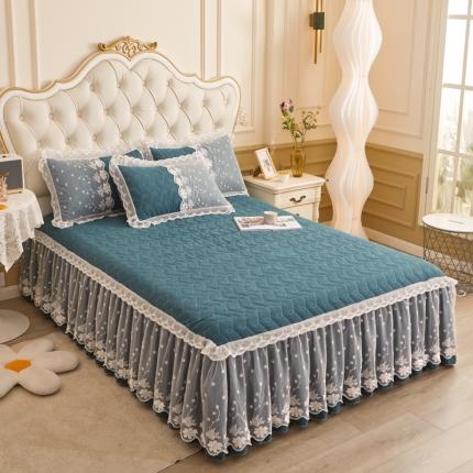 91家纺网 家纺一手货源 找家纺 （总）恋尚 2023新款蜜桃棉夹棉床裙款三件套