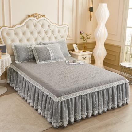 91家纺网 家纺一手货源 找家纺 （总）恋尚 2023新款蜜桃棉夹棉床裙款三件套