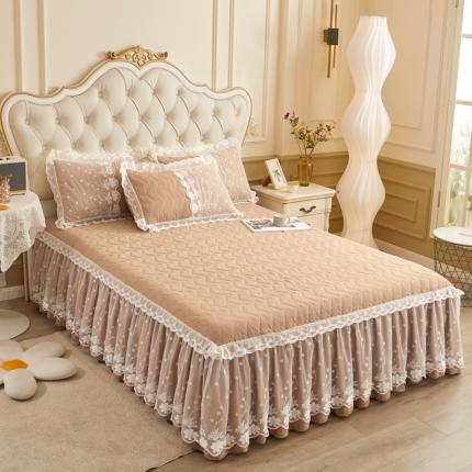 91家纺网 家纺一手货源 找家纺 （总）恋尚 2023新款蜜桃棉夹棉床裙款三件套